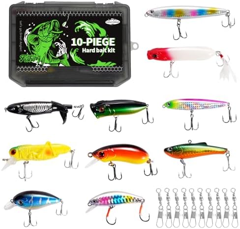 FONMANG Fishing Lures - Tackle Box with Tackle Included, Fishing Kit with VIBs, Frogs, Minnows, Soft Baits, Hooks & Weights Accessories, Freshwater Lure Kit for Bass Walleye Trout by FONMANG