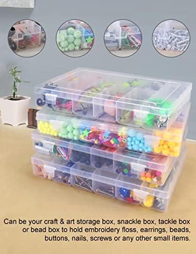 Hlotmeky Bead Organizer 36 Grids 4 Pack Clear Plastic Parts Organizer Box 3600 Tackle Box Craft Storage Compartment Divided Container - Image 3