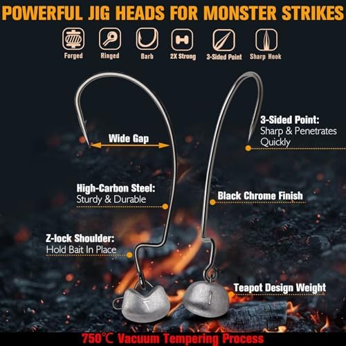 Dovesun Ned Rig Jig Heads Weedless Jig Head for Bass Fishing Swimbait Jig Head Shaky Ned Rig Hooks Saltwater Freshwater 15PCS 1/0 2/0 3/0 - Image 4