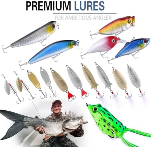 PLUSINNO Fishing Lures, All-in-One Fishing Tackle Box with Tackle Included, Fishing Gear Lure Bait Accessories Kit for Freshwater Bass Trout, Ideal Fishing Gifts for Men, Father & Beginners - Image 5