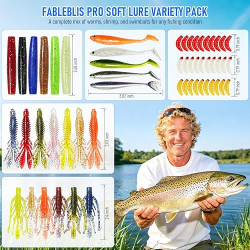Bass Fishing Lures Kit, 173Pcs Soft Plastic Baits w/ 5 Styles - Image 5