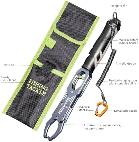 Fish Lip Gripper Fish Scales Professional Fish Holder Aluminium Alloy Material Grabber 40 Pound Fish Lip Grip Tool with Weight Scale and 360 Degree Rotation,Fish Grabber Clip Fish Control Tackle - Image 2