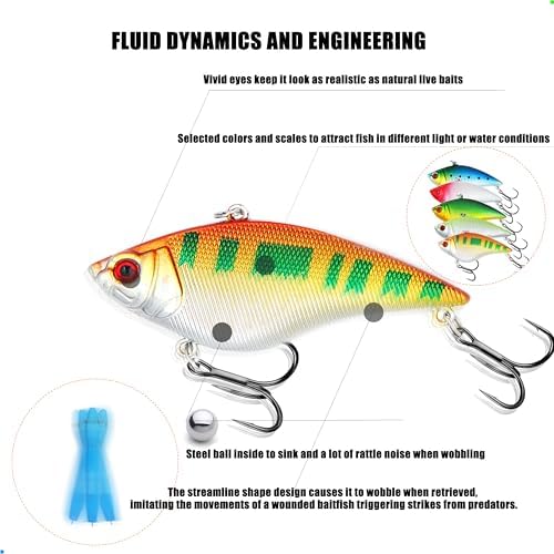 EXAURAFELIS Lipless Crankbait Fishing Lures Fishing Gear Vibration Lures VIB Lure with Treble Hook Swimbait FishingBait Sinking Lure for Bass Trout Walleye Redfish - Image 4