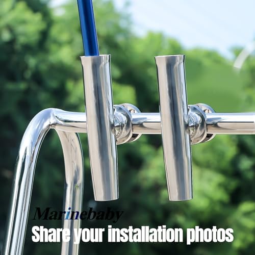 (2X) 316 Stainless Tournament Style Boat Fishing Holder Clamp on Fishing Rod Holder for Boat 1-1/4" to 2" Rail Gimbal Pin at Bottom - Image 6