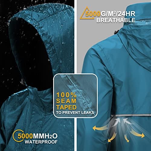 Outdoor Ventures Men's Rain Jacket Waterproof Lightweight Packable Pullover - Image 2