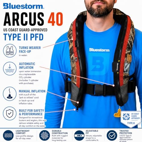 BLUESTORM Arcus 40 Automatic Inflatable PFD Life Jacket for Adults w/Manual Ripcord | US Coast Guard (USCG) Approved Life Vest - Image 3