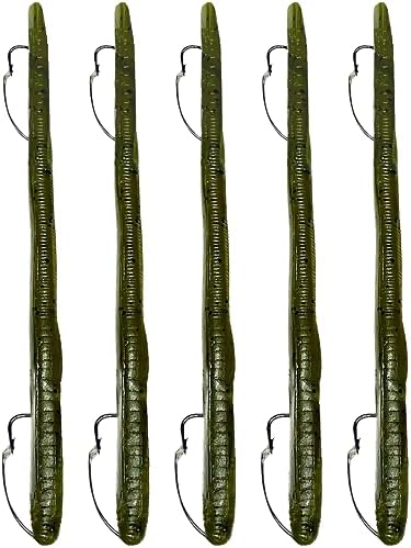 DeLong Lures 6" KILR Worm – Made in USA Weedless Pre-Rigged Soft Plastic Swimbaits, Extra Durable Bass Fishing Lures for Pike and More, 5-Pack Variety by DelongLures