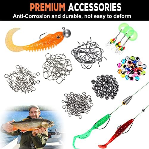 PLUSINNO 253/387pcs Fishing Gear Accessories Kit, Fishing Tackle Box with Tackle Included, Fishing Hooks, Fishing Weights Sinkers, Spinner Blade, Fishing Equipment for Bass Trout Bluegill Crappie - Image 7
