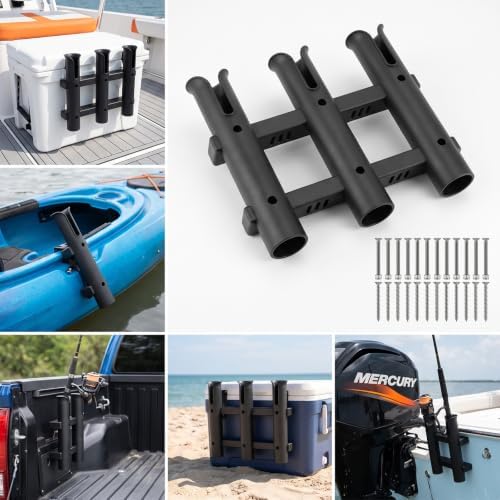 2 Pack 3 Tube Fishing Rod Holder for Boat Kayak Wall Mount Black - Image 7
