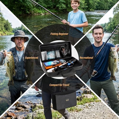 PLUSINNO Fishing Rod and Reel Combo with Telescopic Fishing Pole, Portable Travel Fishing Rods Kit with Tackle Box Carrier Bag & Manuals, Fishing Gear Tool Kit for Freshwater, Fishing Gifts for Men - Image 3