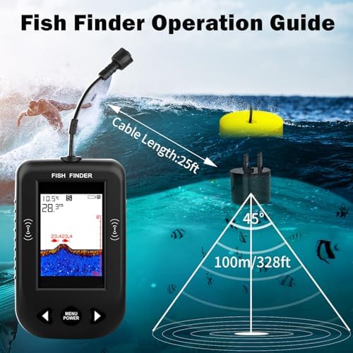 Kayak Portable Fish Finder Wired Handheld Fish Depth Finder Boat Fishfinder - Image 2