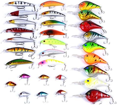 Aorace Fishing Lures Kit Mixed Including Minnow Popper Crank Baits with Hooks for Saltwater Freshwater Trout Bass Salmon Fishing by Aorace