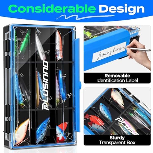 PLUSINNO Tackle Box Organizer, 1/2 Packs Waterproof Tackle Trays, Fishing Tackle Box with Removable Dividers, Fishing Box Tackle Trays and Terminal Tackle Storage - Image 5