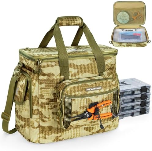 KastKing BaitSpace Tackle Bag with Removable Bait Binder, 4 Tackle Boxes by KastKing
