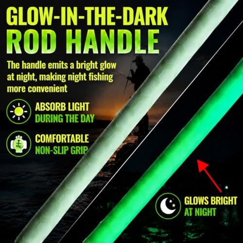 Telescopic Carp & Surf Fishing Rod, Sun-Charged Glow Handle, Portable Long-Casting Pole, Medium Heavy, Saltwater & Freshwater, 8FT-10FT - Image 3