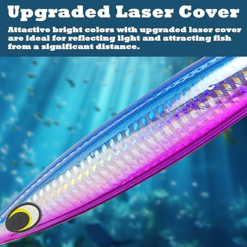 Eupheng Heavy Duty Fishing Jigs Saltwater 200g/300g/400g/500g, Glow in Dark Roller Slow Fall Lead Jig Deep Sea Fishing Jigging Lures for Tuna, Salmon, Sailfish, Grouper Snapper - Image 3