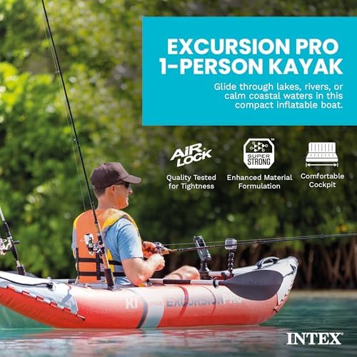 INTEX Excursion Pro K1 Inflatable Kayak 1-Person Set with Paddle & Pump - Image 2