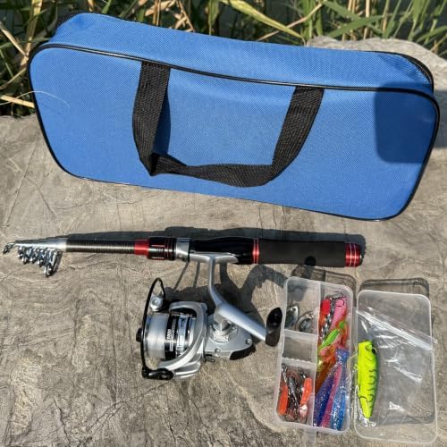 Fishing Pole Set, 5.2FT Compact Telescopic Fishing Rod and Reel Combo with Complete Tackle Lures, Travel Carry Bag All-in-One Fishing Gear for Beginner Spinning Rod Combo Fishing Gift - Image 7