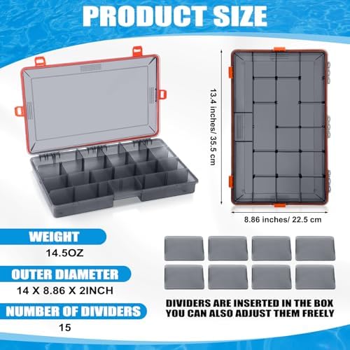 Wonderjune 6 Pack Fishing Tackle Box Waterproof 3700 Tackle Tray, Orange - Image 2