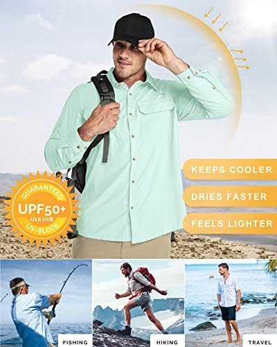 33,000ft Men's Long Sleeve Sun Protection Shirt UPF 50+ UV Quick Dry Cooling Fishing Shirts for Travel Safari Camping Hiking - Image 4