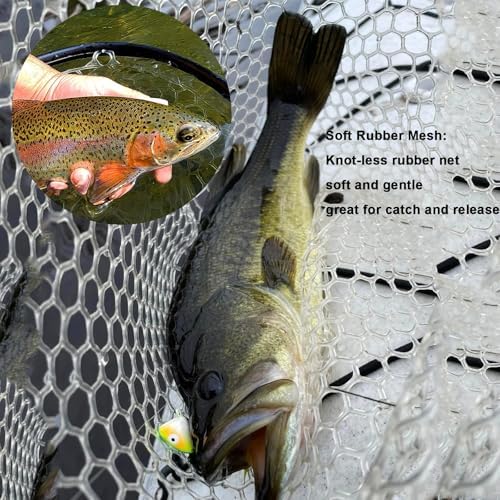 Aventik Fly Floating Fishing Net Carbon Fiber Landing Trout Net Light Weight Clear Rubber Ghost Net Catch & Release - Image 5