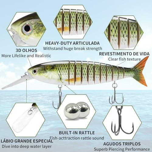 TRUSCEND Swimmax Easy Catch Fishing Lures with BKK Hooks, Wiggling, Vibrating, Rattling and Gurgling for More Bite, Heavy-Duty Dyneema Fiber Jointed Swimbaits for Bass, Trout, Walleye, Crappie, Pike - Image 2