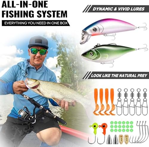 PLUSINNO Fishing Rod and Reel Combo, Telescopic Fishing Pole Kit with Spinning Reel, Tackle Box, Fishing Lures and Travel Carrying Bag, Fishing Gear Gifts for Men - Image 4