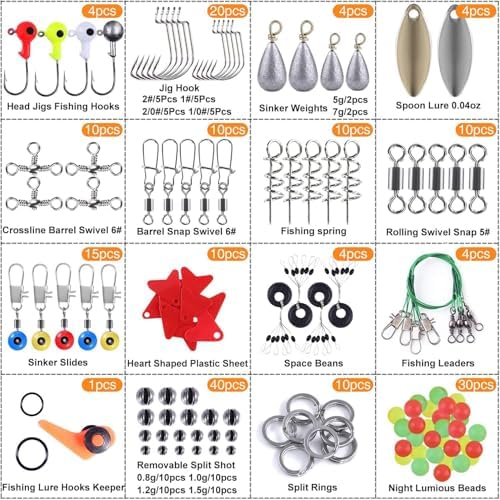TOPFORT 187/343pcs Fishing Accessories Kit, Organized Fishing Tackle Box with Tackle Included, Fishing Hooks, Fishing Weights Sinkers, Fishing Gear and Equipment, Fishing Gift for Men - Image 4