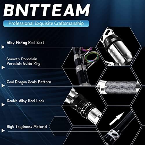 Portable Fishing Spinning Rod and Reel Combo Set Carbon Fiber Fluorescent Rod Tip, with Fishing Lures Line Carrier Bag Kits for Travel Surf Saltwater Freshwater - Image 2