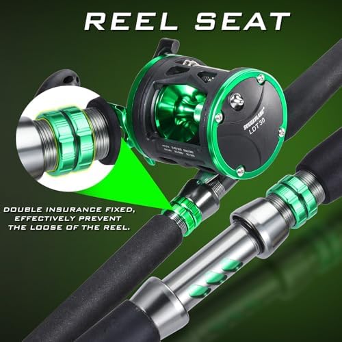 Sougayilang Catfish Rod and Reel Combo, 2-Piece MH Conventional Reel Fishing Combo, 25 lb Carbon Drag for Large Flathead and Blue Catfish, Saltwater-Ready for Salmon and Steelhead Bottom Fishing - Image 5