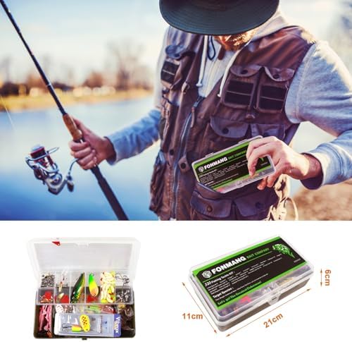 FONMANG 322-Piece Fishing Lures Kit - Buzz Bait/Spinner Baits/Jig/Frog, Fishing Tackle Box with Tackle Included, Soft Bait/Hooks/Weights, Fishing Gear Lure Kit Gift for Men Freshwater Bass Trout - Image 5