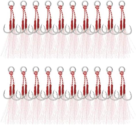 PATIKIL Double Fishing Assist Hooks Kit Glow Jigging Hook Slow Fast Fall Jigs Fishing Hooks for Jigging Lures by PATIKIL