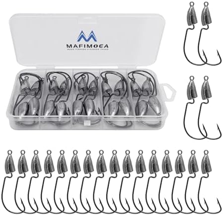 MAFIMOEA Bullet Jig Heads Weighted Texas Rig Hooks Swimbait Hooks Bass Crappie Walleye Trout Fishing Weedless Swimbait Jig Heads Saltwater Freshwater by MAFIMOEA