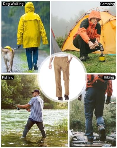 iCreek Men's Rain Pants Waterproof Breathable Lightweight Rain Over Pants - Image 6