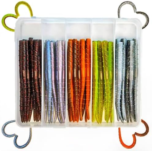4.7" Floating Worms for Bass Fishing, 50PCS TPE Stick Baits by Unknown