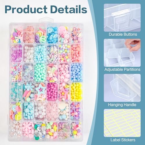 DILIBRA 2 Pack 36 Grids Large Plastic Organizer Box with Adjustable Divider - Image 3