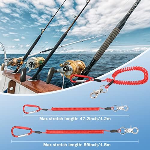 Woanger Coiled Lanyard for Tools Steel Wire Retractable,Red - Image 2