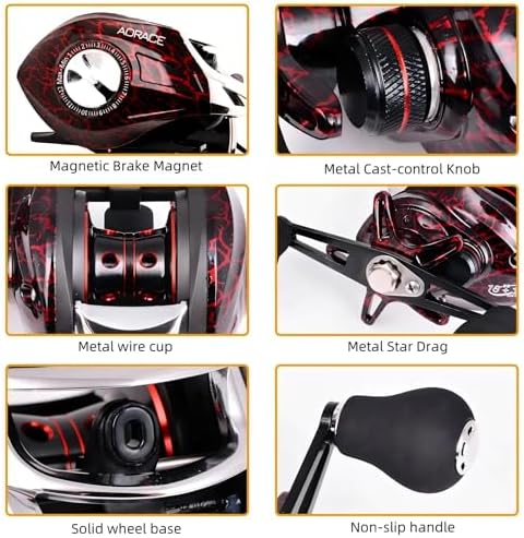 Baitcasting Reel & Baitcaster Reel 7.2:1 High Speed, Low Profile - Image 4