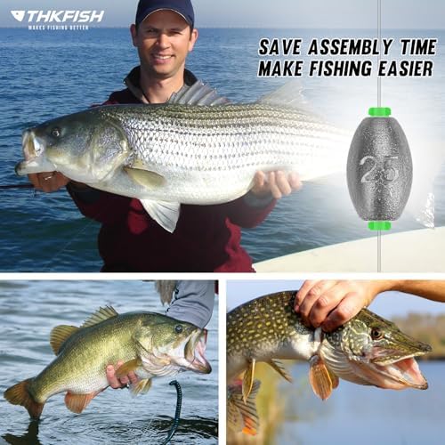 THKFISH Egg Fishing Sinkers Weights, Removable Rubber Core Fishing Weights Twist-Lock Sinker,Bass Weights Sinker Tackle Saltwater Casting Fishing Sinkers Set Oval Freshwater,1/8-1OZ - Image 7