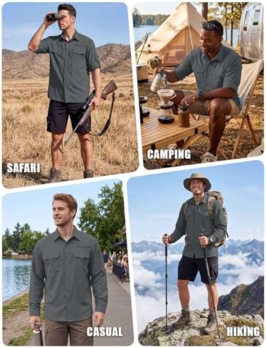 WULFUL Men's Sun Protection Fishing Shirts UPF 50+ Lightweight Quick Dry Cooling Long Sleeve Shirts for Work Hiking Safari - Image 2