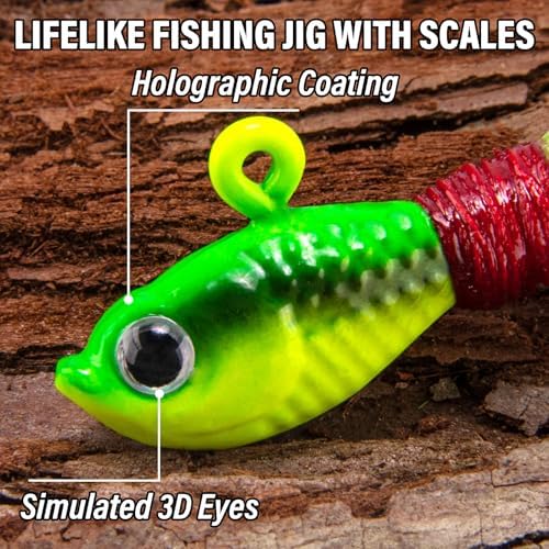 Alwonder 5-Pack Bucktail Jigs Hair Jigs Saltwater Freshwater Fishing Bucktail Lures Surf Fishing Jig Heads White Luminous Chartreuse Swimbait Jig for Bass Flounder Striper Bluefish Halibut Redfish - Image 2