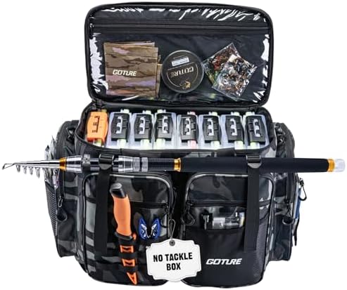 Goture Large Tackle Bag, Water Resistant Saltwater Gear Storage by Goture
