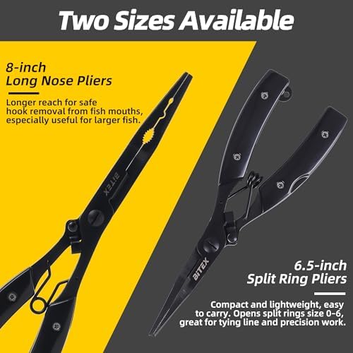 BiteX Long Nose Fishing Pliers, Braid Cutter & Hook Remover, Saltwater - Image 7