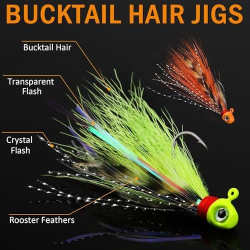 Crappie Jigs Hand-Tied Hair Jigs Fishing Jigs Bucktail Crappie Jig Heads - Image 3