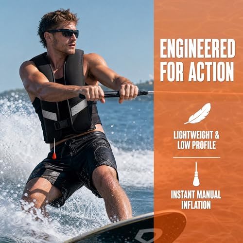 4PCS Snorkel Vest, Portable Inflatable Swim Vest Jackets for Snorkeling Swimming Diving Safety,Manual Inflatable Men's Women's Adjustable Vest for Swimming Fishing Outdoor Water Sports (330LB) - Image 3