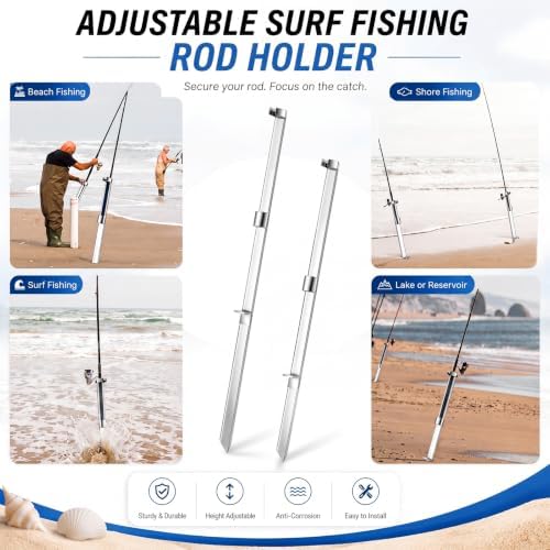 DoubleFill 2 Pack 4 ft Aluminum Open Face Sand Spikes for Surf Fishing - Image 6
