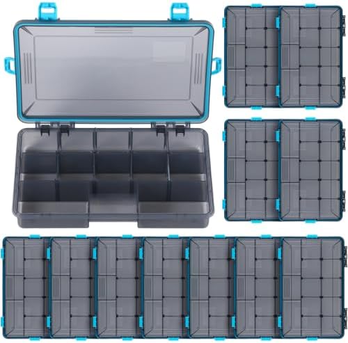 Wonderjune 12 Pack Fishing Tackle Box Waterproof 3600 Tackle Tray, Blue by Wonderjune