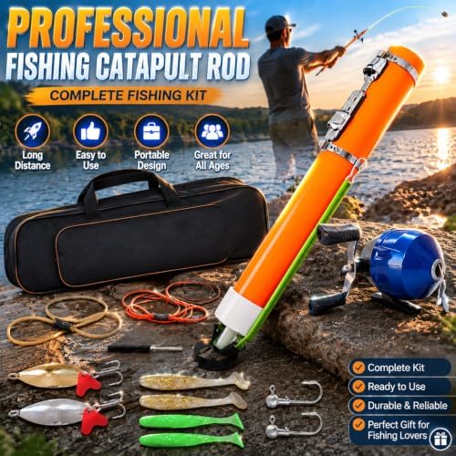 Catapult Fishing Rod, Heavy-Duty Durable Slingshot Fishing Pole for Freshwater & Saltwater, Portable Travel Lure Launcher, Great Outdoor for Anglers, - Image 4