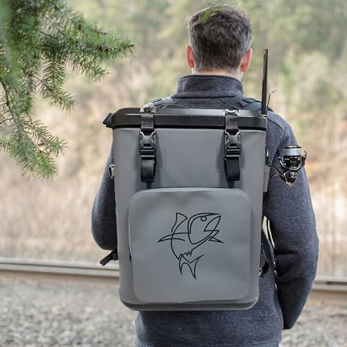 Backpack Coolers Insulated Leak Proof, Fishing Backpack with Cooler Lightweight, Magnetic Closure Waterproof Durable for Camping & Hiking - Gray - Image 2