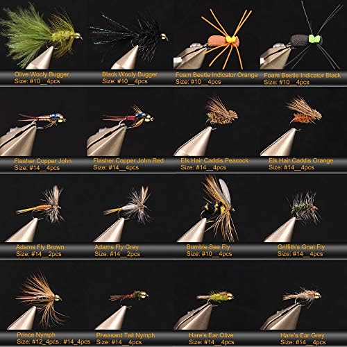 Wifreo Fly Fishing Flies Assortment with Waterproof Fly Box, 28/40/64/92/120pcs Dry/Wet/Nymph/Streamer Flies, Trout/Bass/Panfish/Salmon Fishing Flies - Image 2